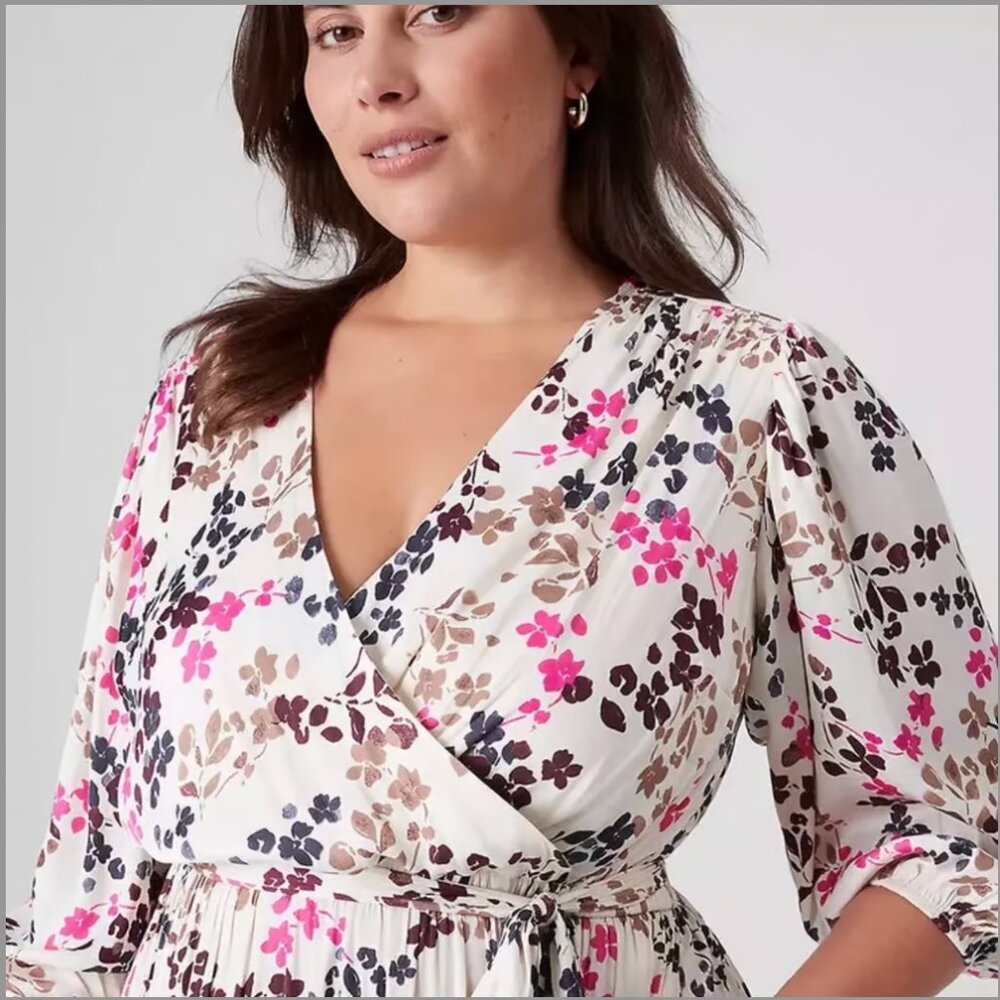 BRAND NEW WITH TAGS Lane Bryant 3/4 Sleeve Flounce-Hem Midi Dress